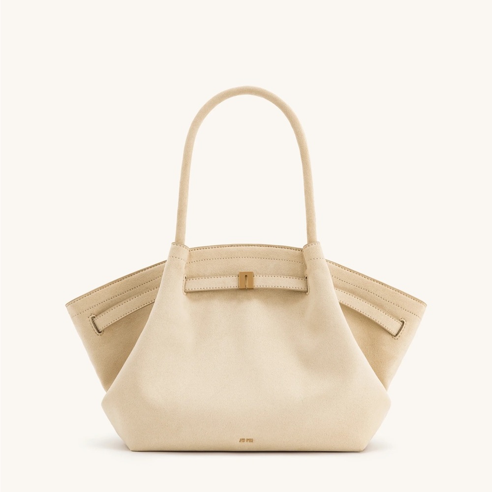 Hana Medium Faux Suede Tote Bag - Off White